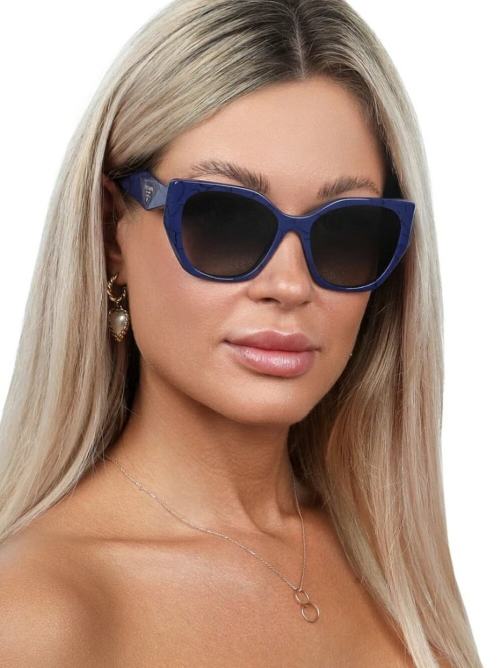 NEW PRADA SUNGLASSES PR19ZS 18D5W1 OVERSIZED BLUE WOMEN EYEWEAR PR 19ZS, SPR 19Z - Picture 2 of 11